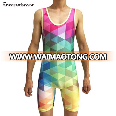 custom sublimation colorful wrestling singlet