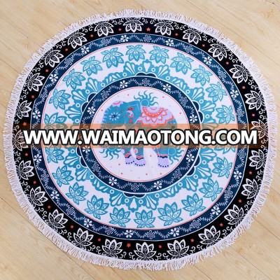 Customized pattern round beach towel with tassels